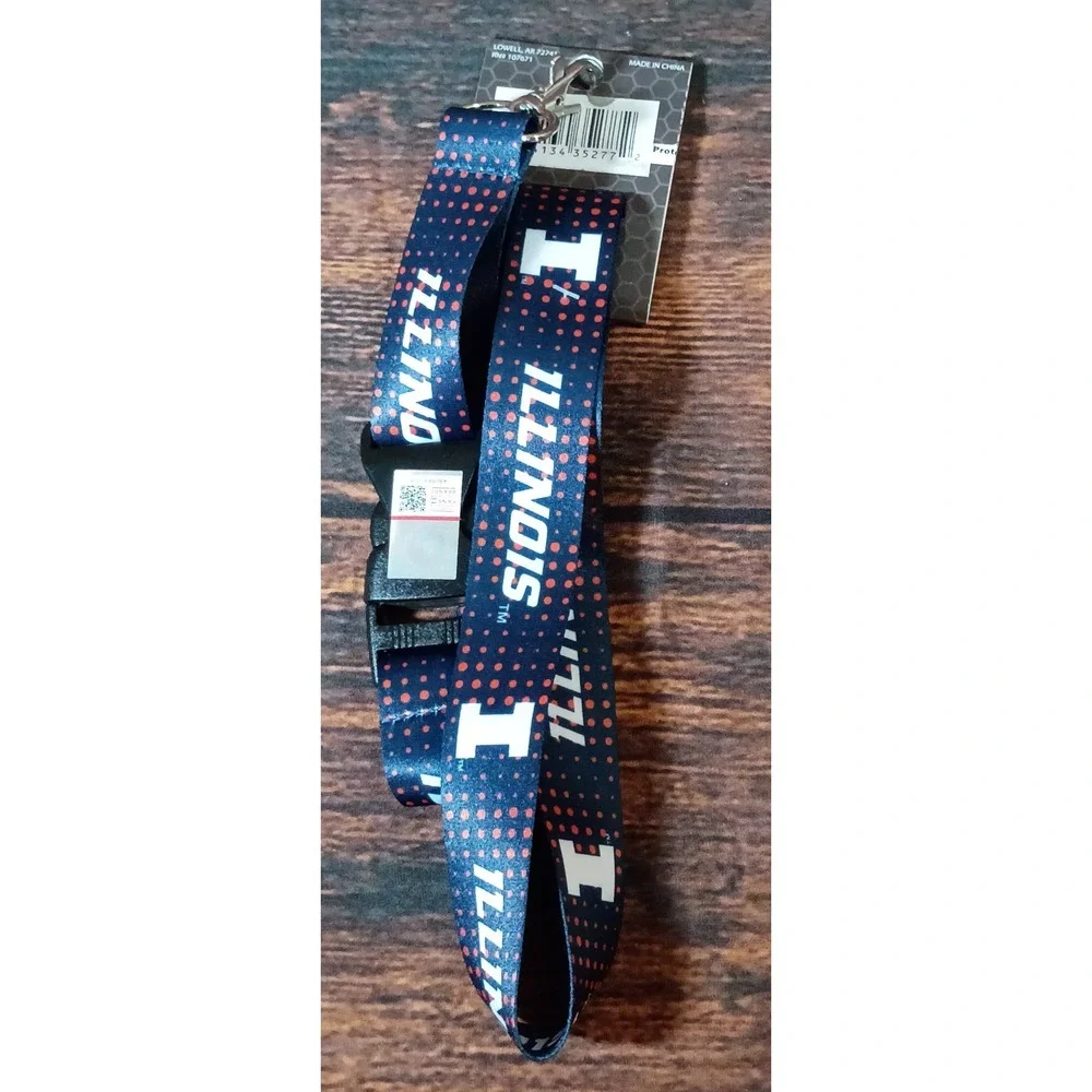 University of Illinois Fighting Illini Lanyard IPG Team Sports Navy Orange New‎